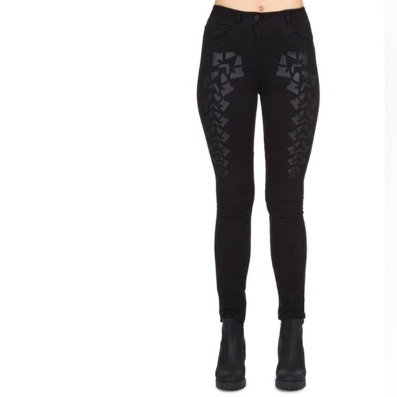 NWT Alexander Wang x HM Patterned Stretch Trendy Stylish black denim jeans 4 - Picture 1 of 6